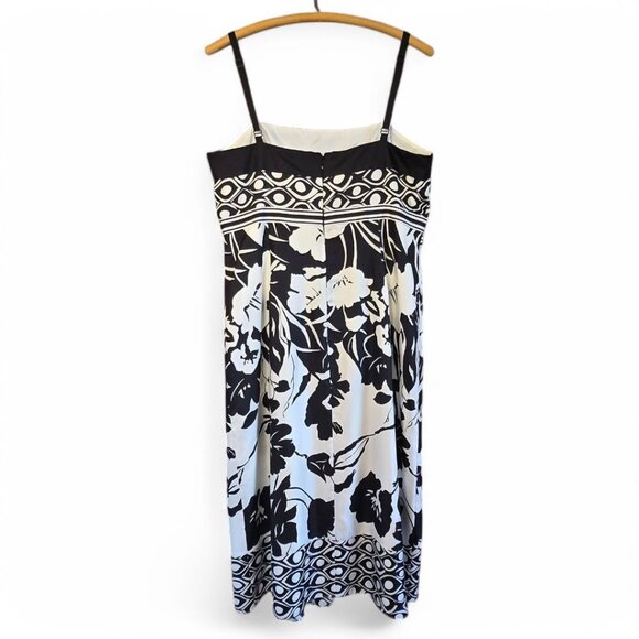 White House Black Market Womens 14 Sleeveless Silk Dress Black & White Floral - Picture 2 of 7